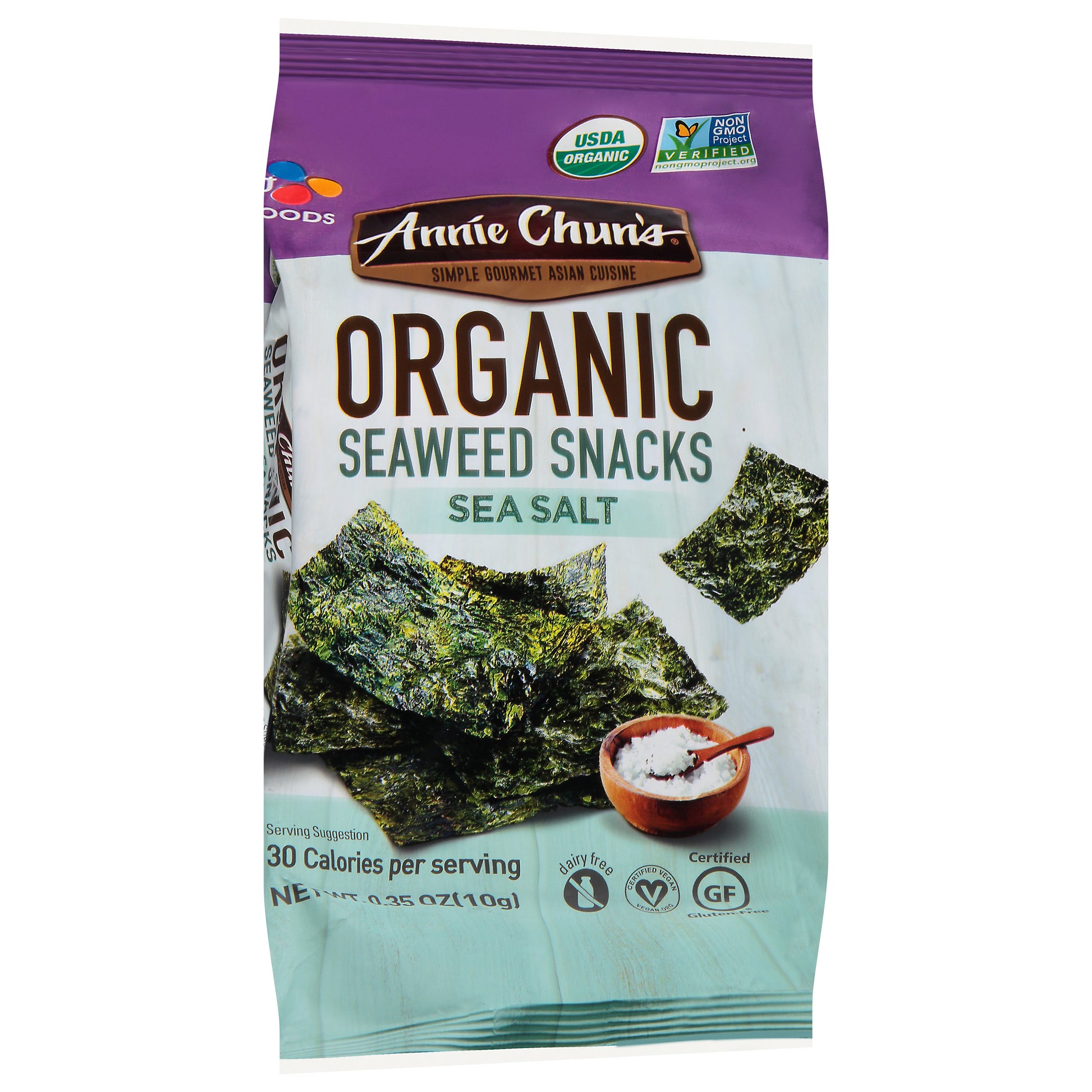 Annie Chuns Seaweed Snack Organic Sea Salt 0.35 oz (Pack Of 12)