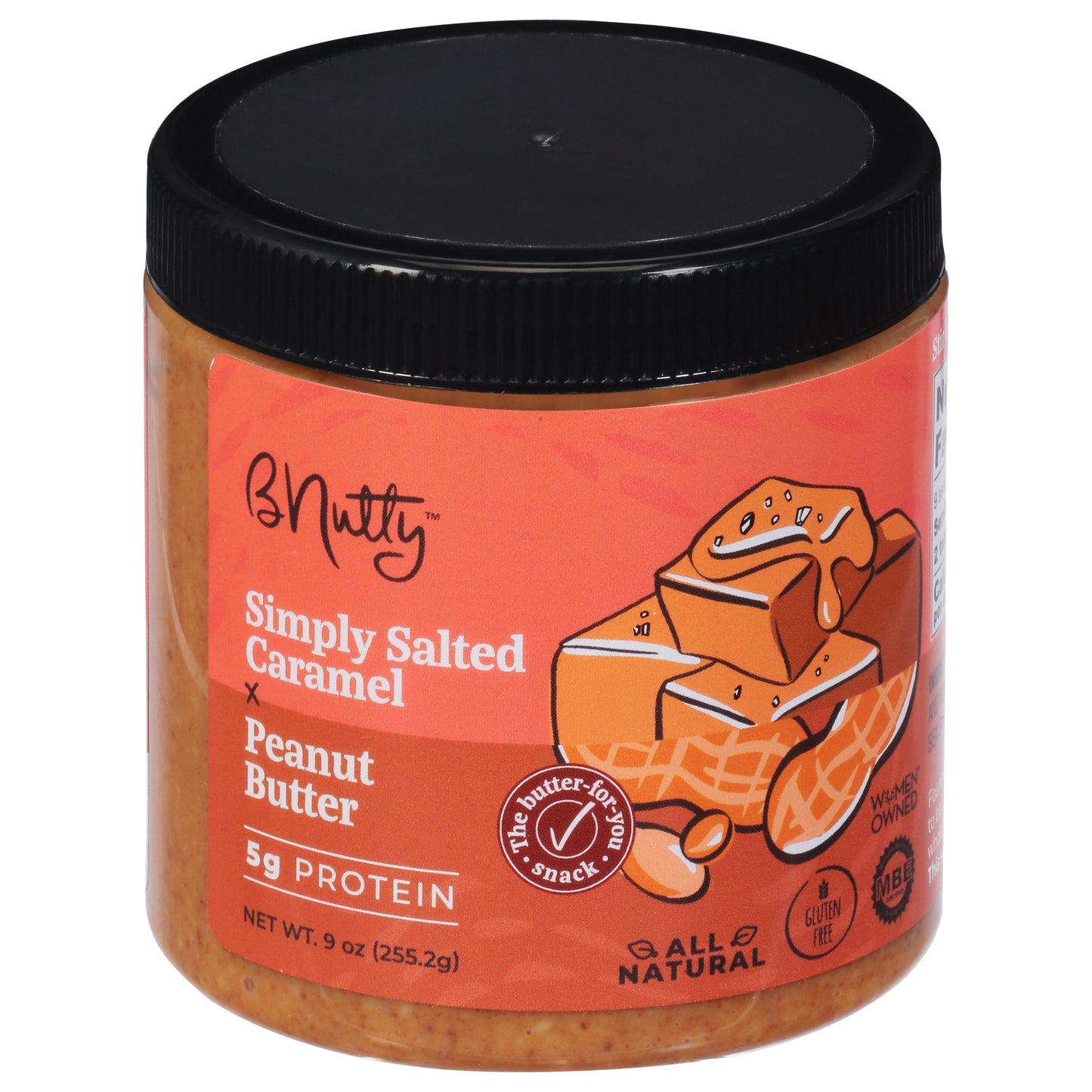 B Nutty Nut Butter Caramel Salted 9 oz (Pack Of 6)