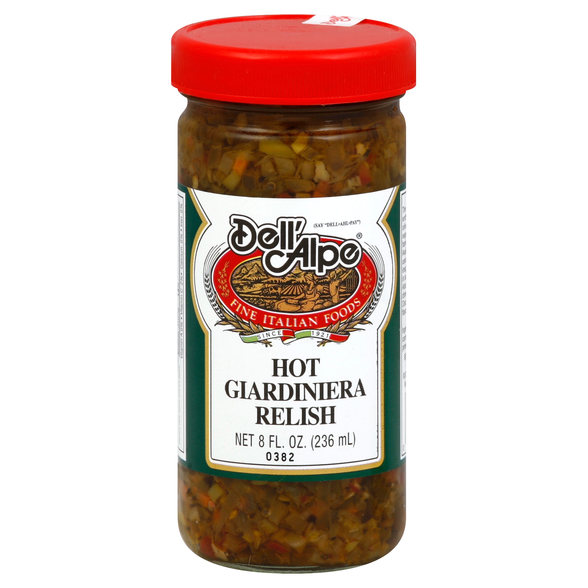 Dell Alpe Giardiniera Relish Hot 8 Oz (Pack Of 12)