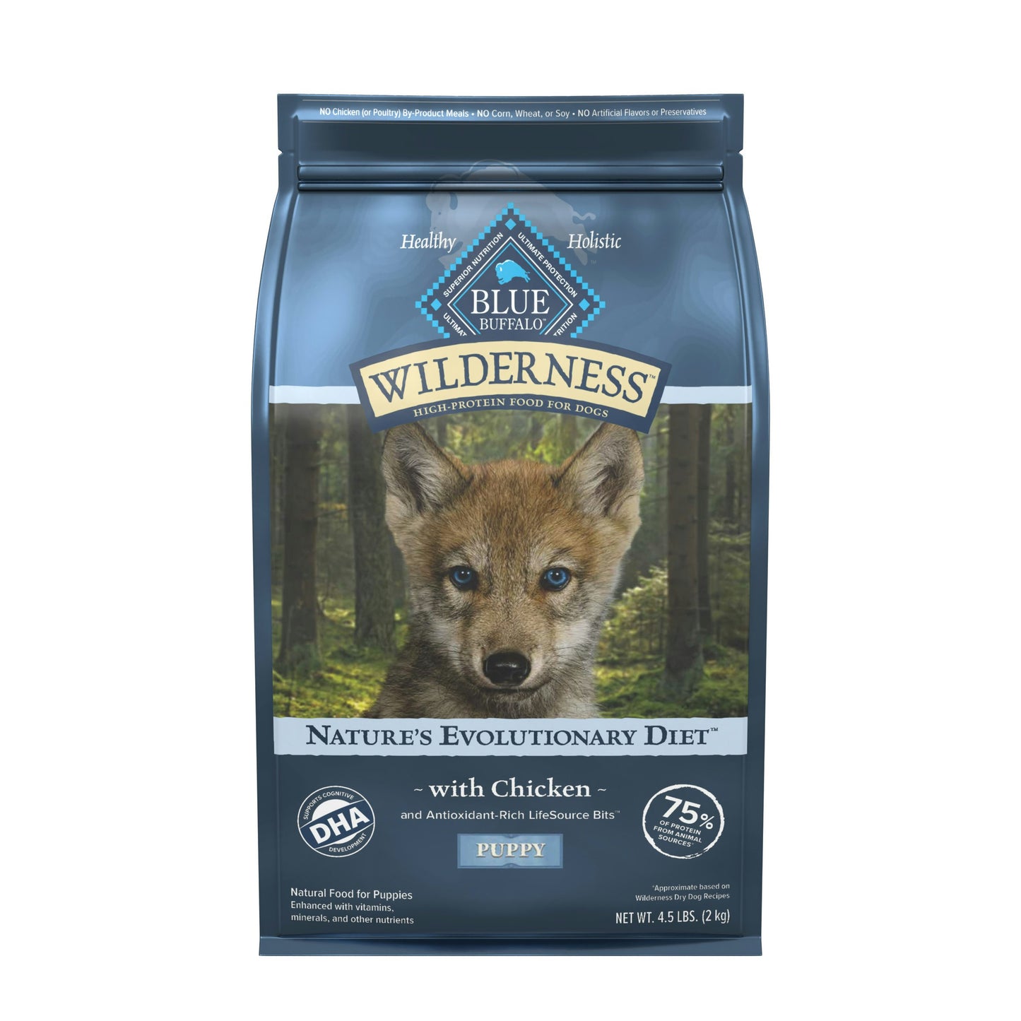 Blue Buffalo Dog Food Puppy Chocolate Wilderness 4.5 Lb Pack of 3