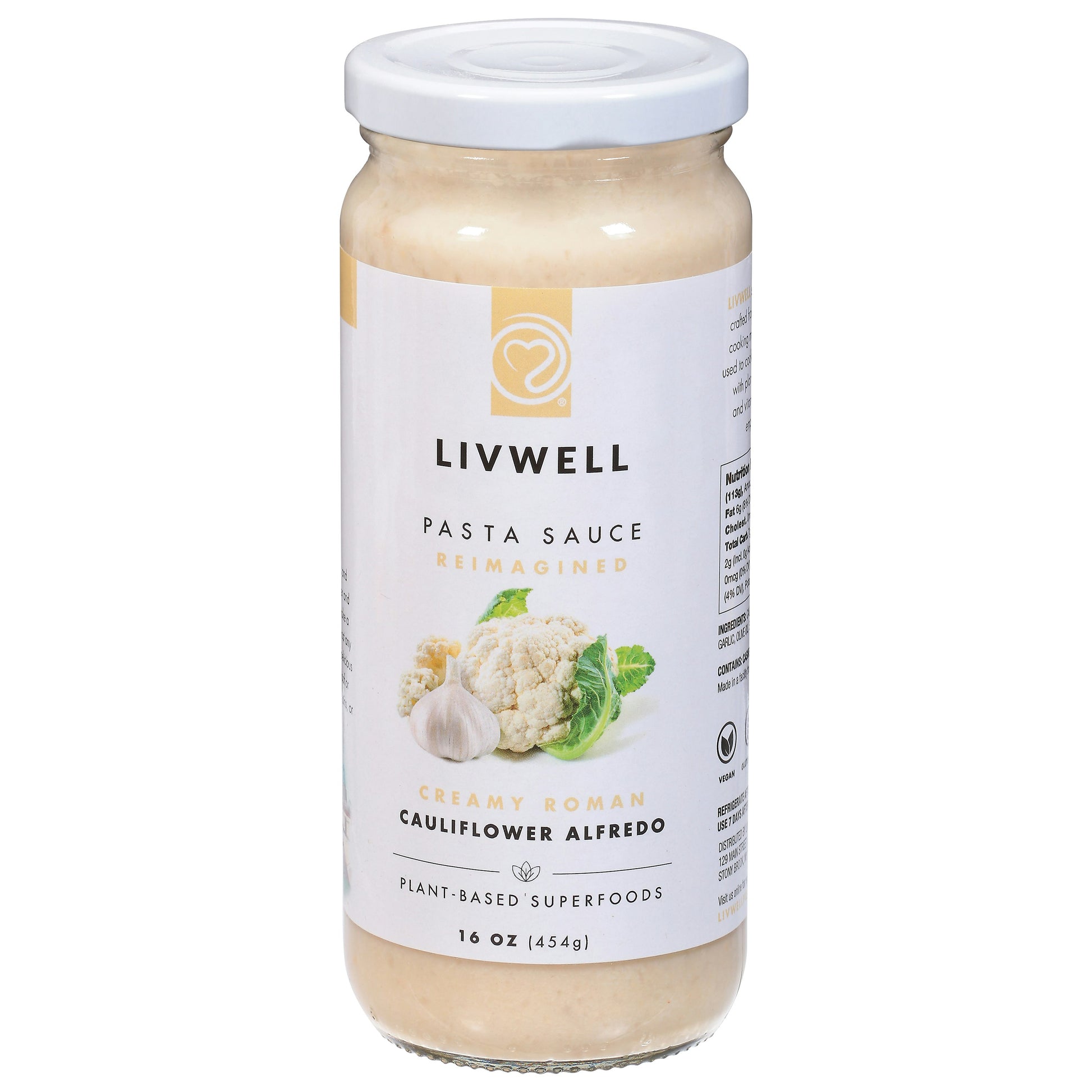 Livwell Foods Sauce Pasta Cauliflower Alfredo Garlic 16 Oz (Pack of 6)