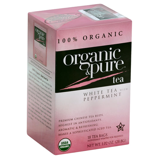 Organic & Pure Tea White Peppermint 18 Bag (Pack Of 6)