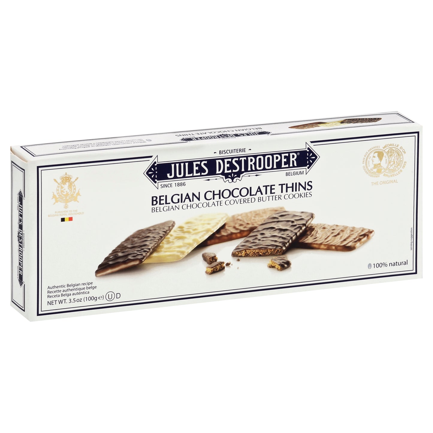 Jules Destrooper Cookie Chocolate Thins 3.5 oz (Pack Of 12)