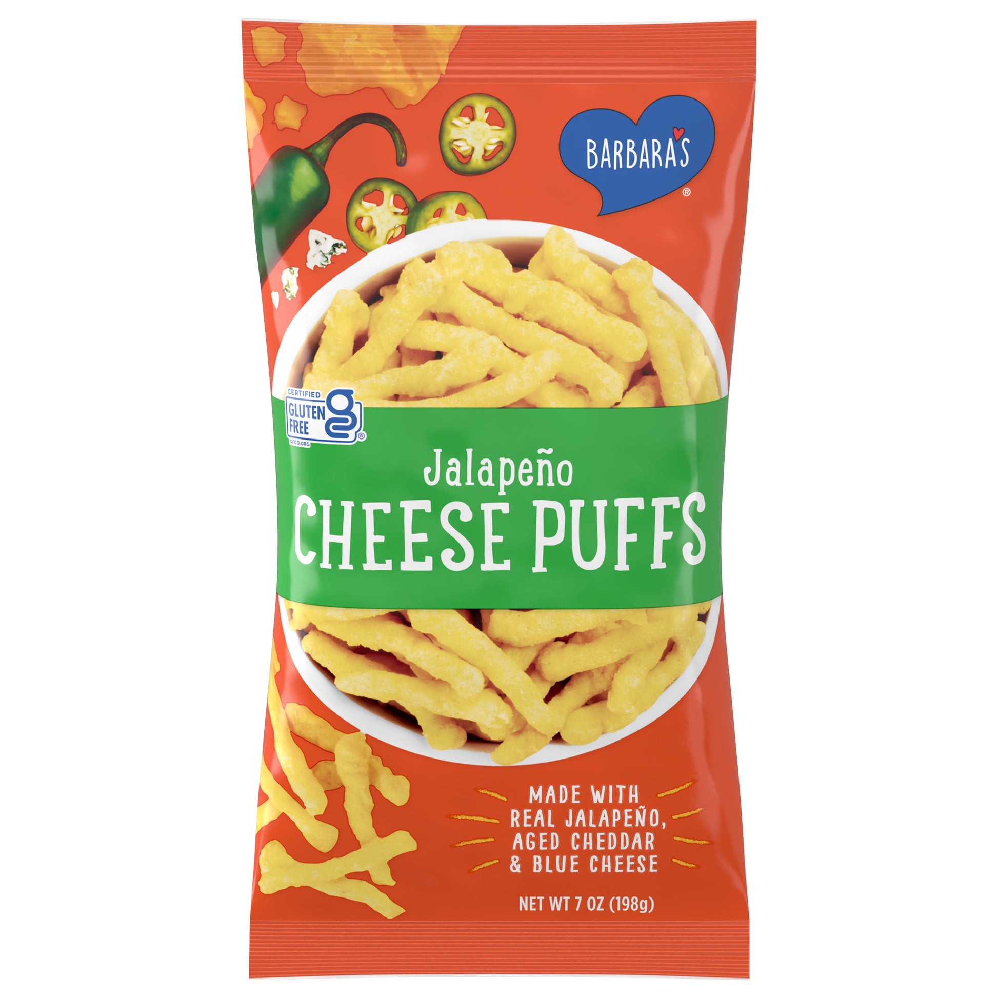 Barbaras Cheese Puff Jalpeno 7 Oz (Pack Of 12)