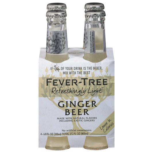 Fever Tree Soda 4Pk Ginger Beer Light 27.2 FO (Pack of 6)