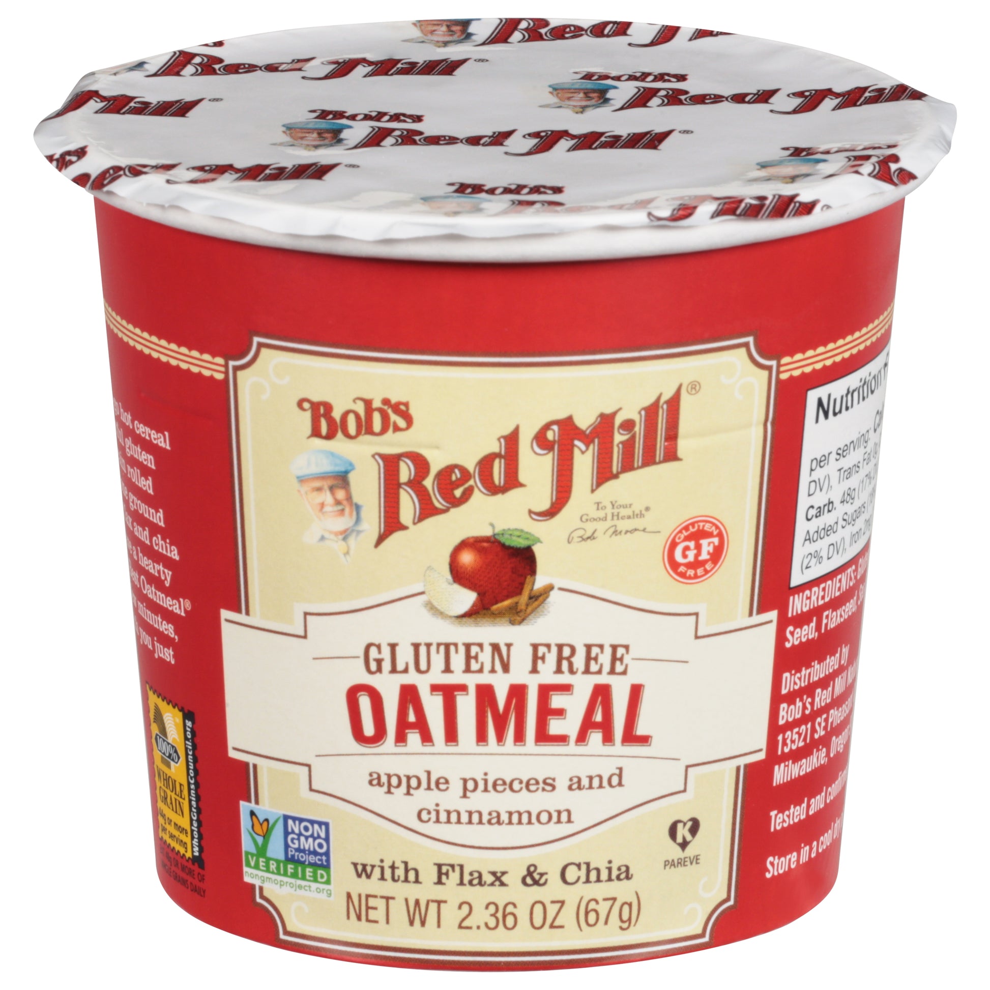 Bobs Red Mill Oatmeal Cup Apple Cinnamon 2.36 oz (Pack Of 12)