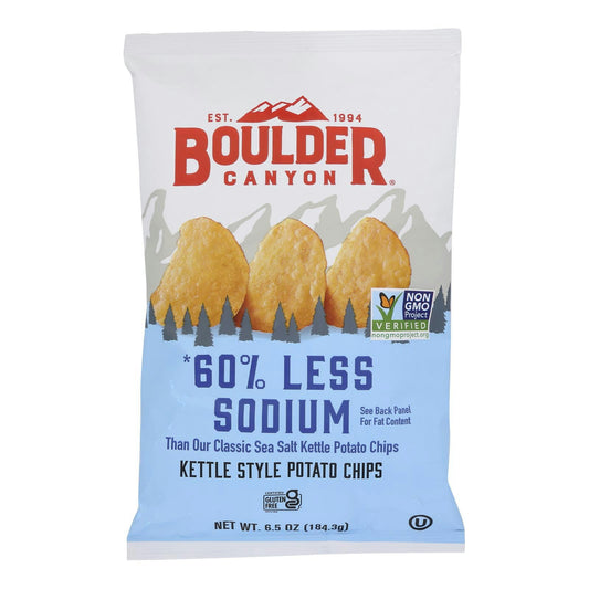 Boulder Canyon Kettle Cooked Potato Chips, 60% Lower Sodium Gluten Free 6.5 oz (Pack of 12)