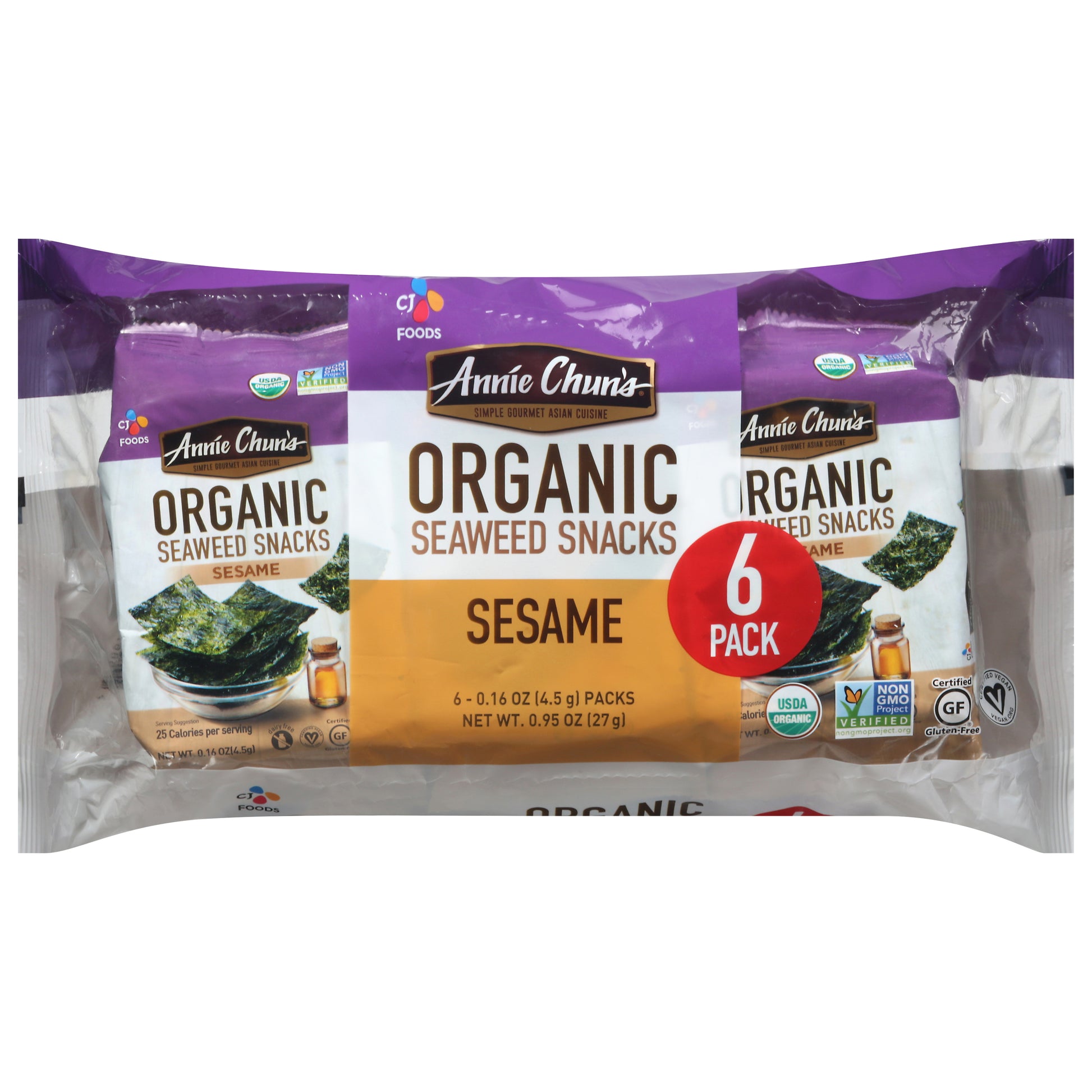 Annie Chuns Organic Sesame Seaweed 0.16 Oz (Pack Of 6)