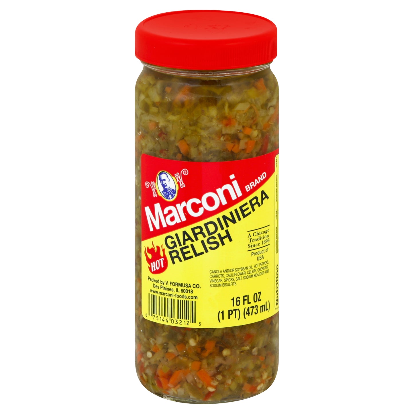 Marconi Giardiniera Relish Hot 16 oz (Pack Of 6)