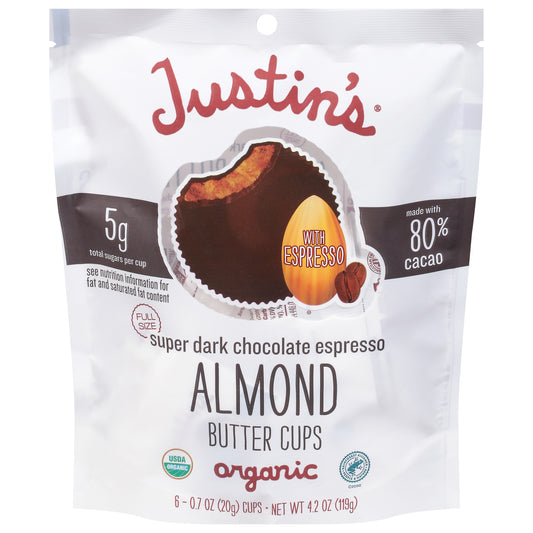 Justins Cups Dark Almond Butter Espresso 4.2 oz (Pack Of 6)