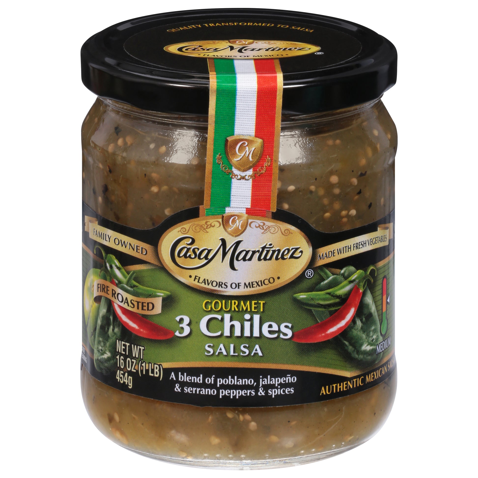 Casa Martinez Salsa 3 Chiles 16 oz (Pack Of 6)