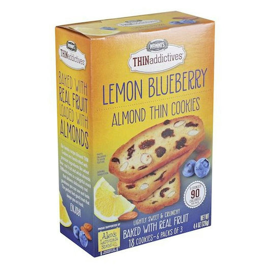 Thinaddictives Lemon Blueberry Almond Thin Cookie - 4.4 Ounce (Pack of 6)