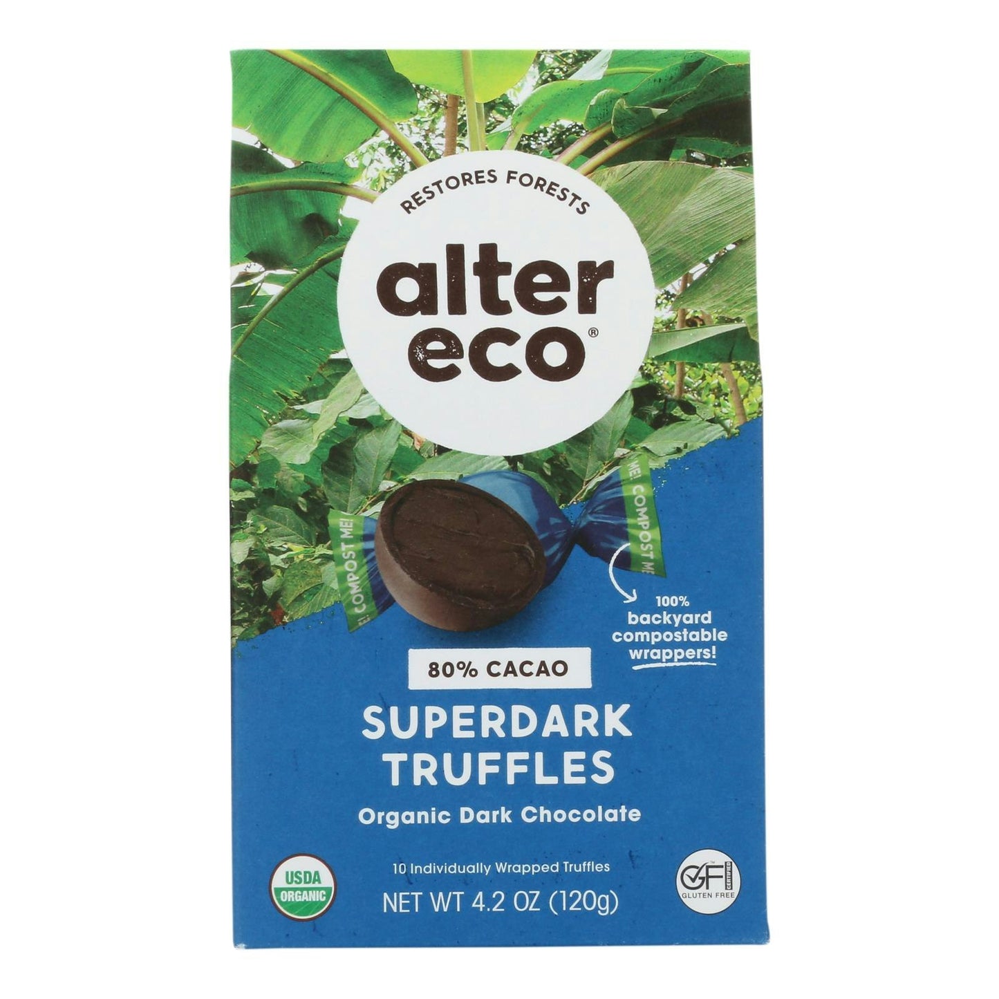 Alter Eco Chocolate Truffle Superdark Organic 4.2 oz (Pack of 8)