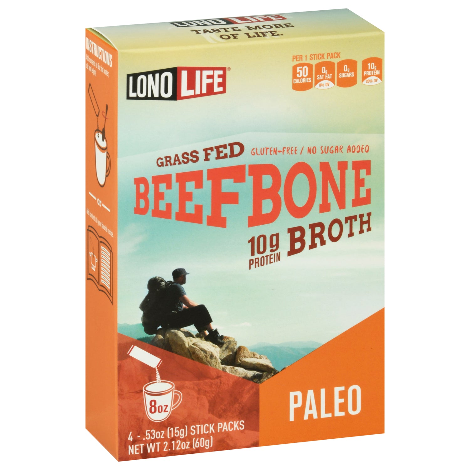 Lonolife Broth Bone Beef Stick 4Pk 2.12 oz (Pack Of 6)