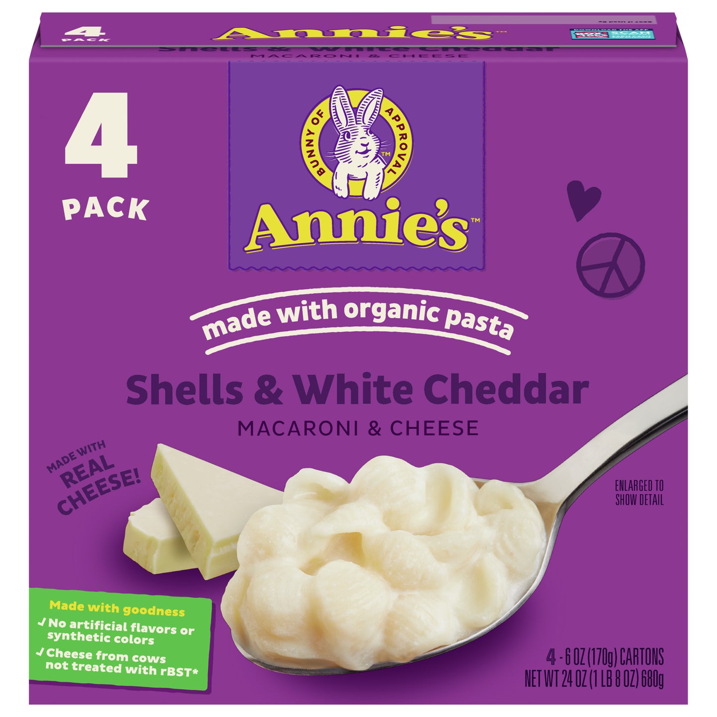 Annies Homegrown Mac Cheese Shells White Cheddar 24 oz (Pack Of 4)