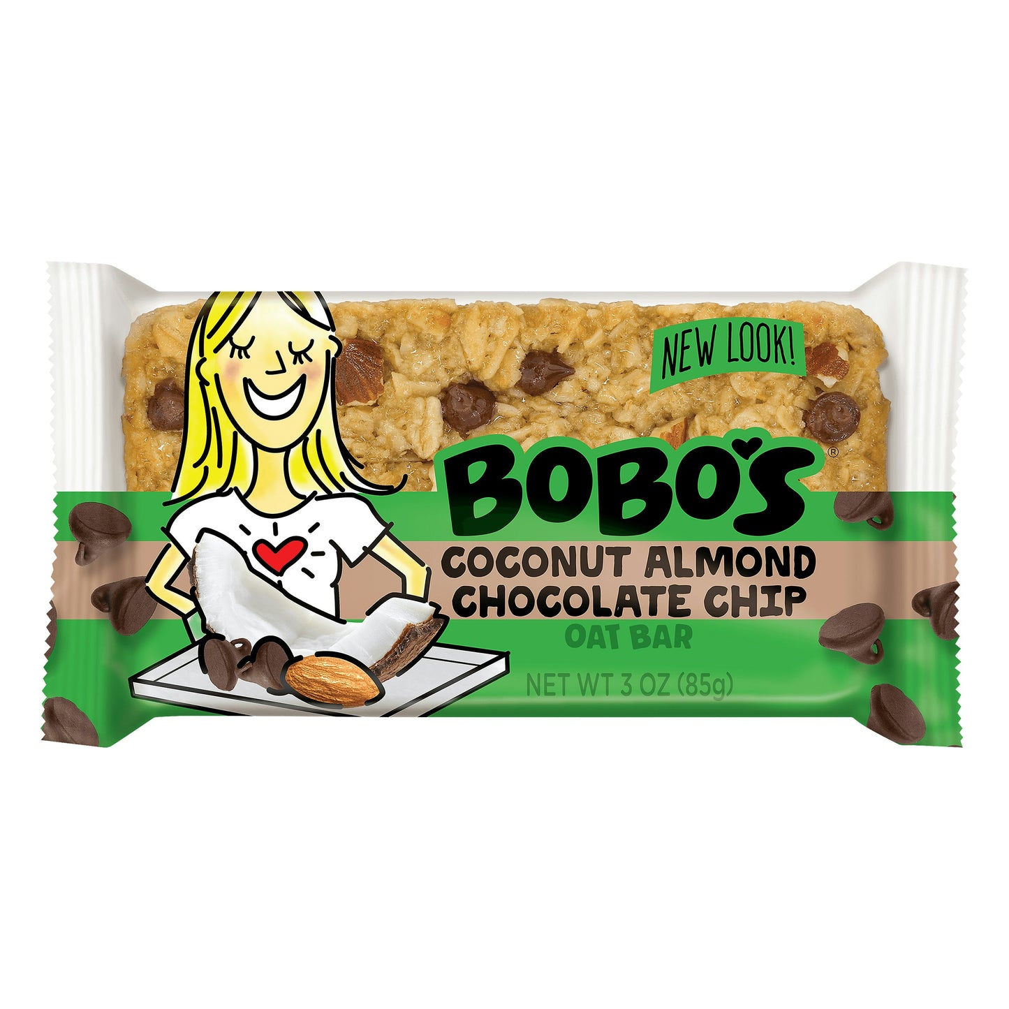 Bobos Oat Bars Bar Oat Coconut Almond Chocolate Chip 3 oz (Pack of 12)