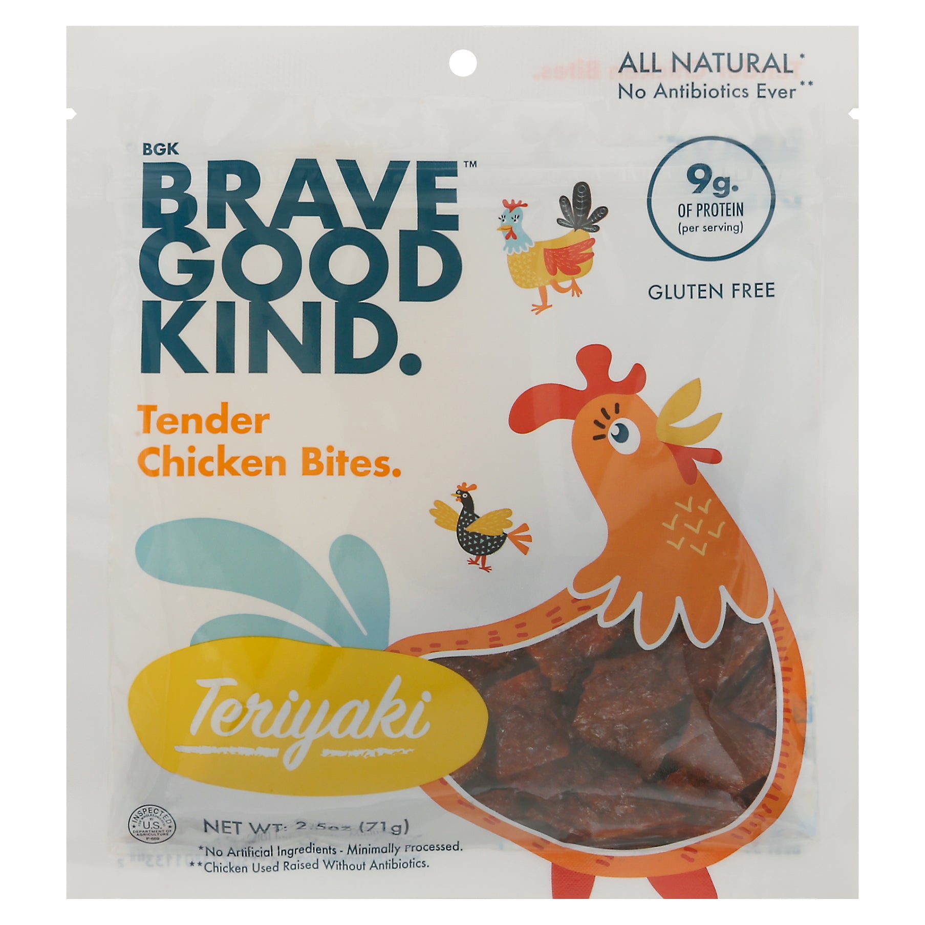 Brave Good Kind Chicken Bites Teriyaki 2.5 oz (Pack Of 10)