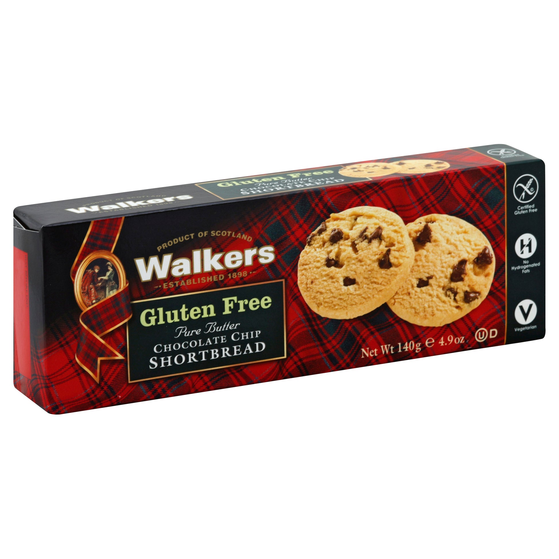 Walkers Cookie Gluten Free Chocolate Chip Short bread 4.9 oz (Pack of 6)