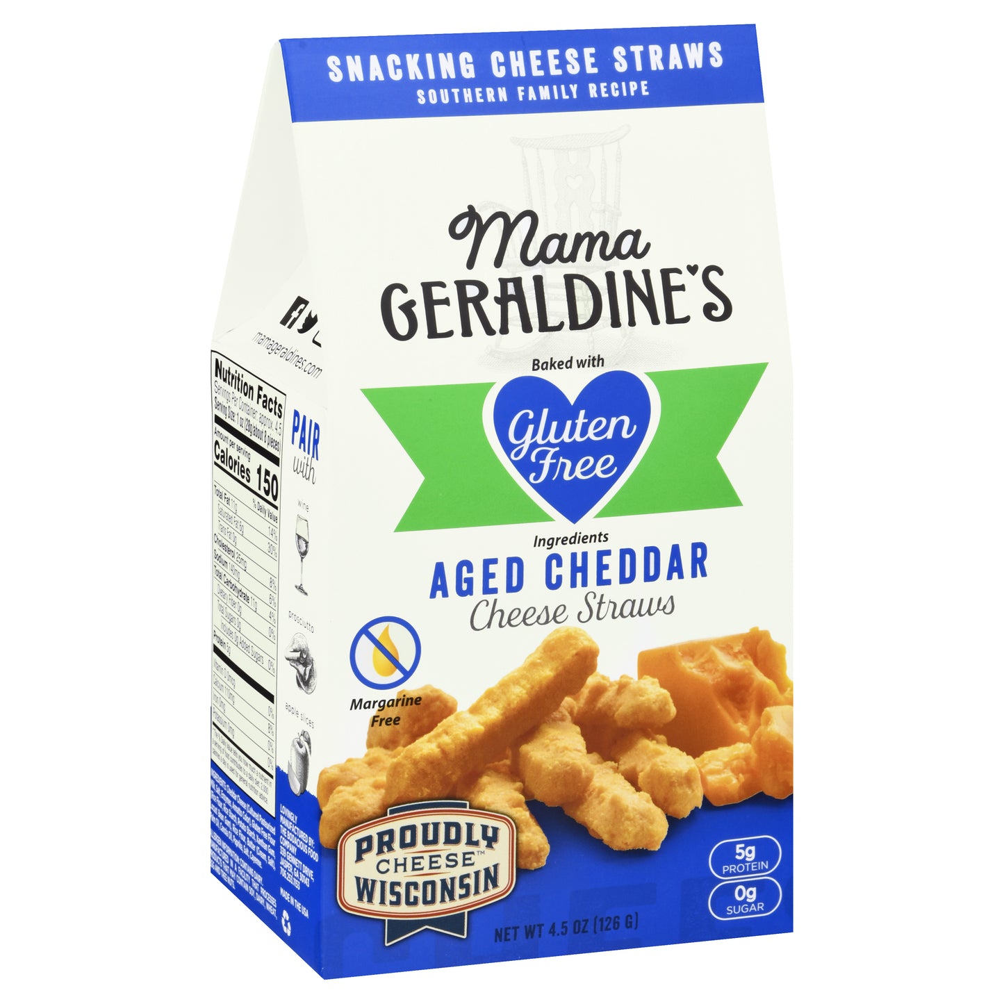 Mama Geraldines Cheese Straws Aged Cheddar Gluten Free 4.5 Oz (Pack Of 6)