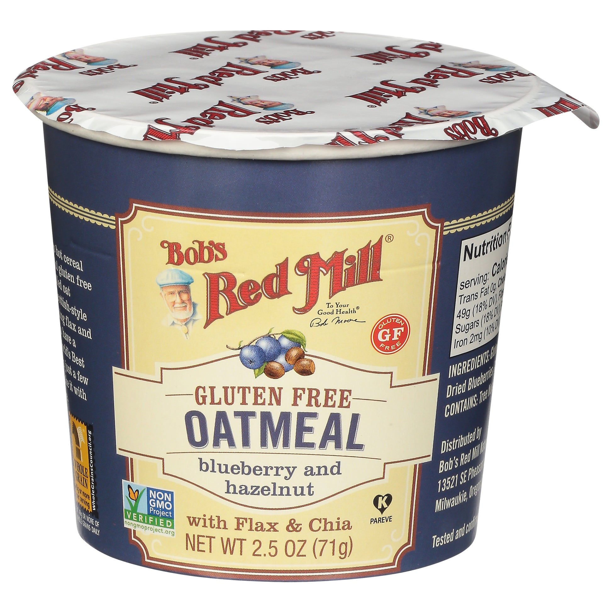 Bobs Red Mill Oatmeal Cup Hazlenut Blueberry 2.5 oz (Pack Of 12)