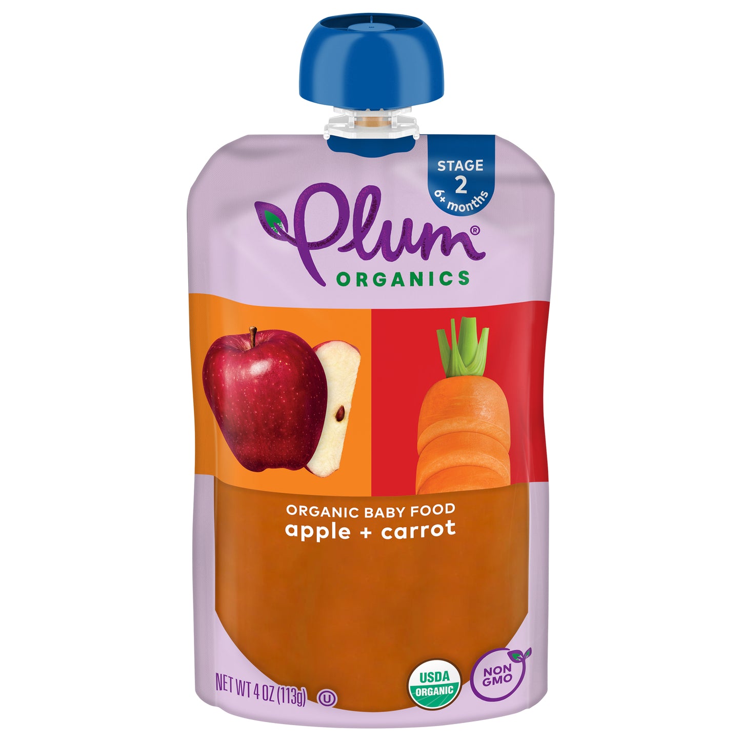 Plum Organics Baby Puree Apple Carrot Organic 4 Oz (Pack Of 6)