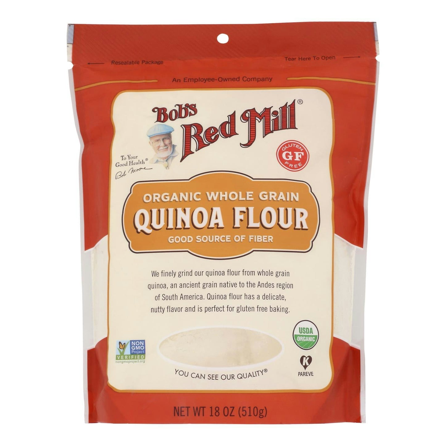 Bob's Red Mill Organic Gluten Free Whole Grain Quinoa - 18 oz (Pack of 4)