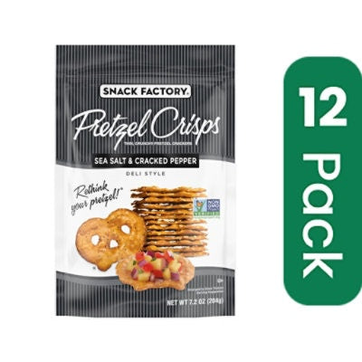 Snack Factory Pretzel Crisp Sea Salt & Craked 7.2 oz (Pack of 12)