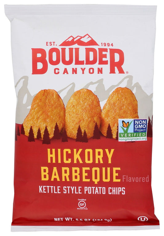 Boulder Canyon Authentic Foods Potato Chips Kettle Cooked Hickory Barbecue - 6.5 oz (Pack of 12)