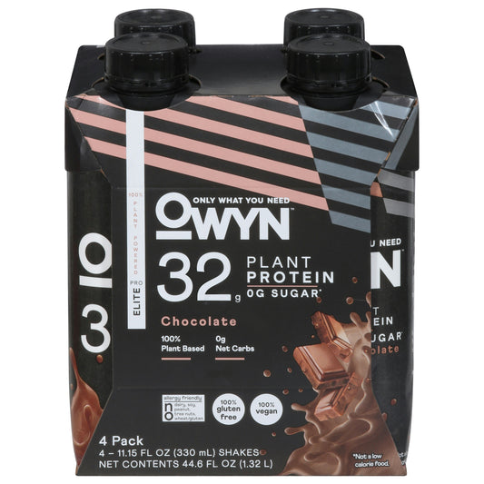 Owyn Elite Protein RTD 4 Pack Chocolate 44.6 fl oz (Pack of 3)