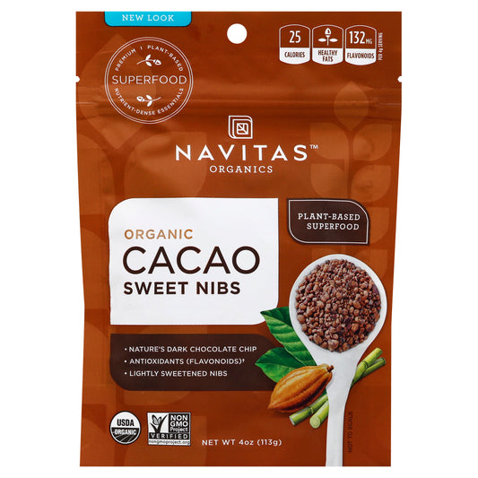 Navitas Cacao Nibs Sweetened Organic 4 Oz (Pack Of 12)