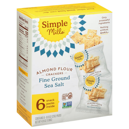 Simple Mills Crackers Snack Pack Sea Salt Almond 4.9 oz (Pack of 6)