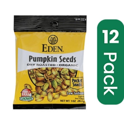 Eden Foods Organic Pocket Snacks - Pumpkin Seeds - Dry Roasted and Salted - 1 oz (Pack of 12)