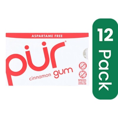 Pur Gum - Cinnamon - Aspartame Free Gluten Free - 9 Pieces - 12.6 g (Pack of 12)