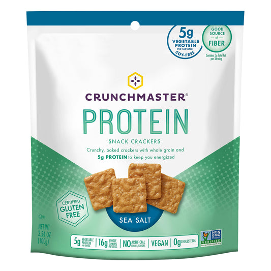 Crunchmaster Cracker Protein Sea Salt 3.54 Oz Pack of 12