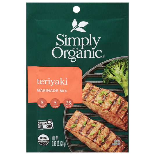 Simply Organic Mix Teriyaki Marinade 0.99 Oz (Pack of 12)