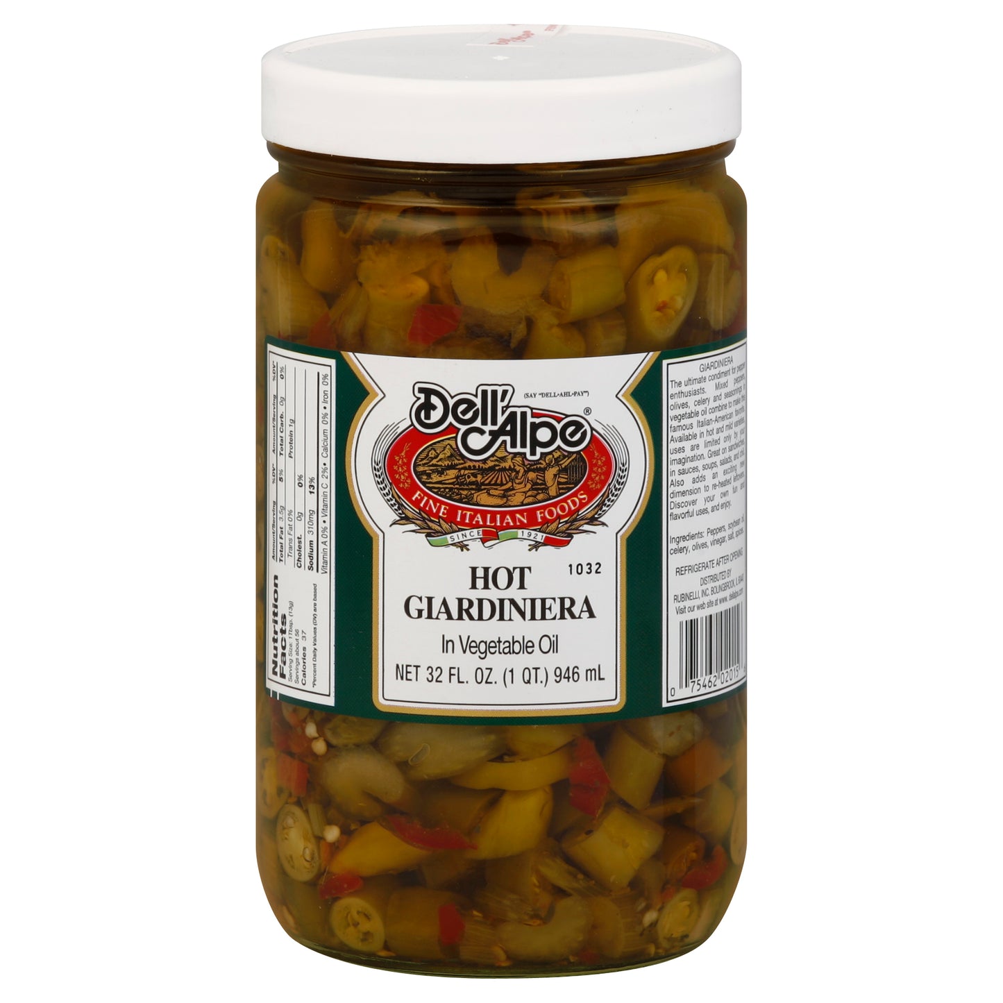 Dell Alpe Giardiniera Hot 32 oz (Pack Of 6)