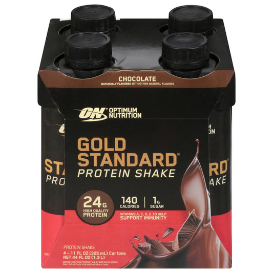 Optimum Nutrition Whey Protein RTD Chocolate 4Pack 44 Fl Oz (Pack of 3)