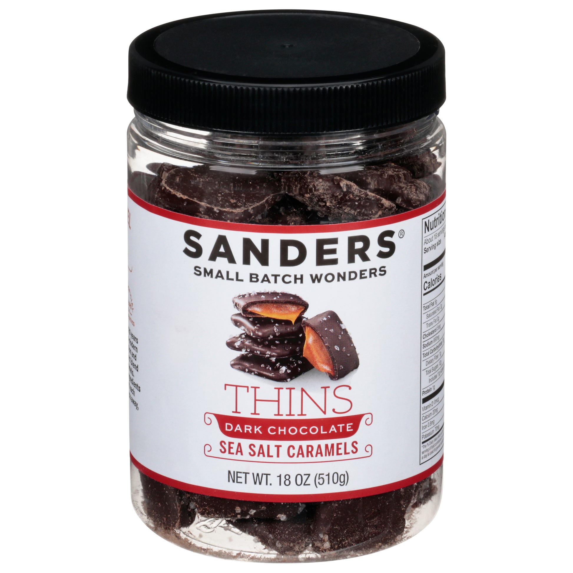 Sanders Thins Dark Chocolate Sea Salt Caramel 18 Oz (Pack Of 6)