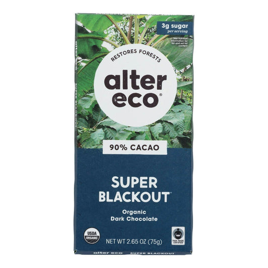 Alter Eco Americas Organic Chocolate Bar - Dark Super Blackout 2.65 oz (Pack of 12)