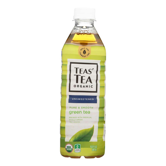 TEAS TEA Unsweetened Green Tea Pure & Smooth Organic - 16.9 Fl. oz (Pack of 12)