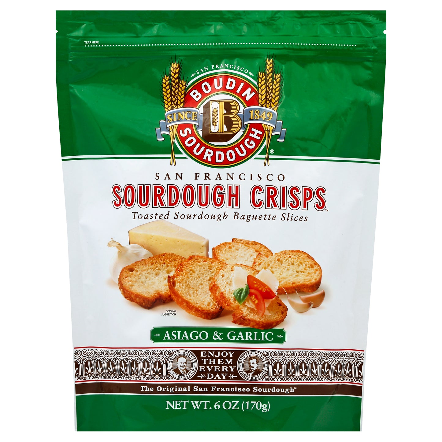 Boudin Sourdough Crisps Asiago Garlic 6 oz (Pack Of 11)