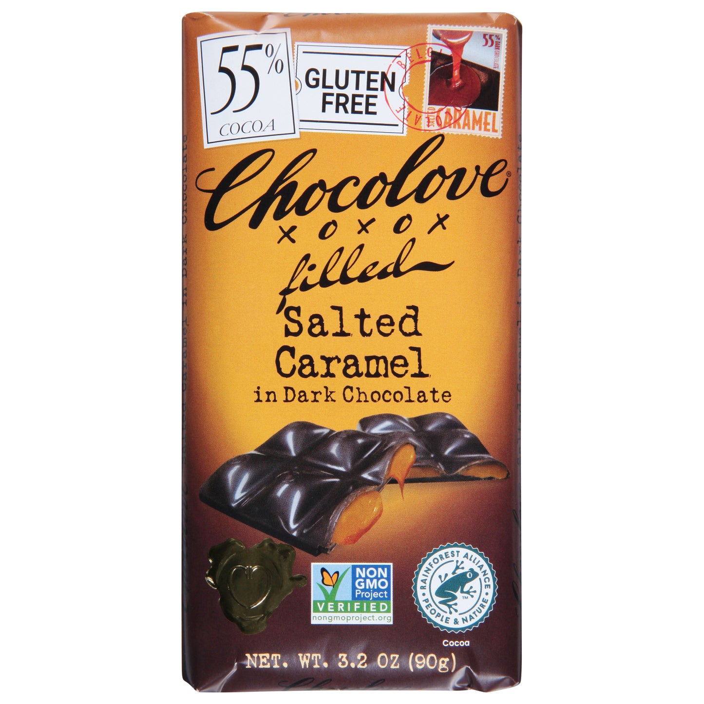 Chocolove Chocolate Bar Dark Caramel 3.2 oz (Pack Of 10)