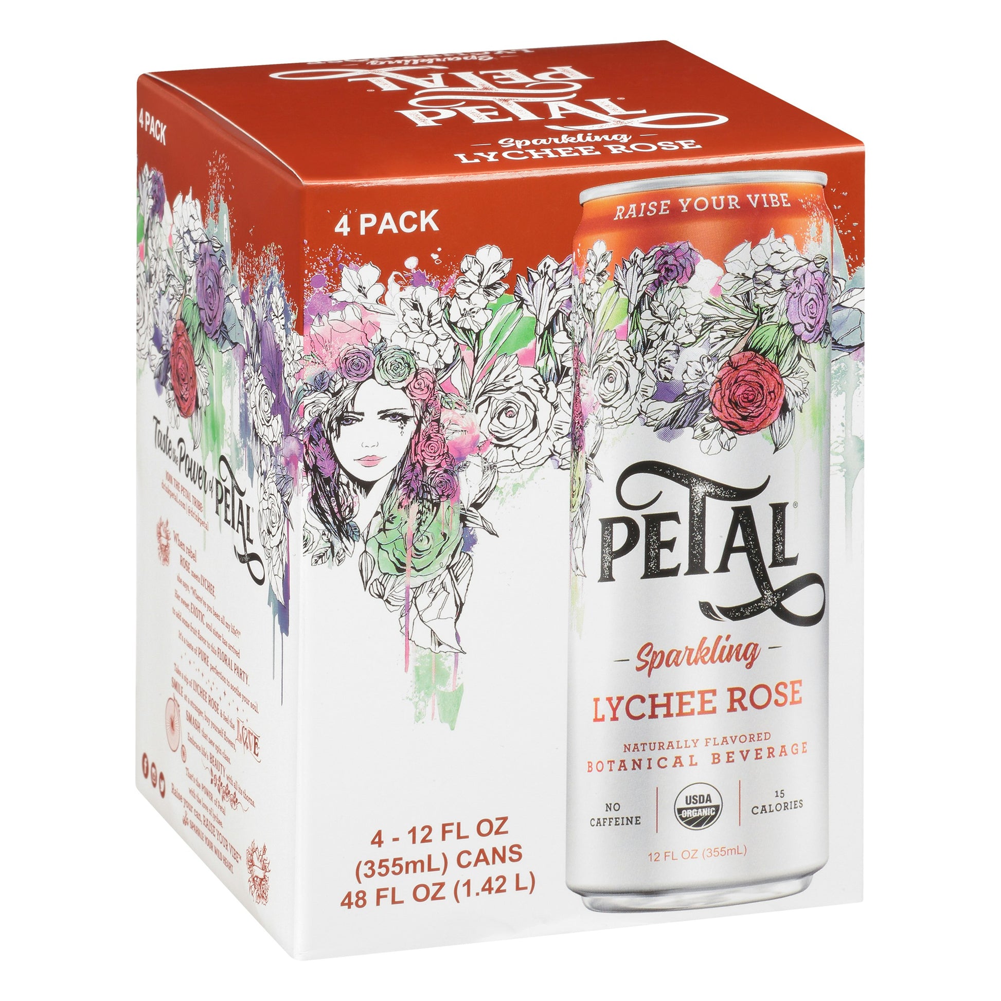 Petal Watr Sparkling Lychee Organic 48 FO (Pack of 6)