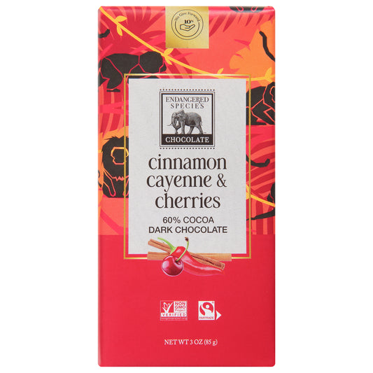 Endangered Species Chocolate Bar Dark With Cinnamon Caye 3 oz (Pack Of 12)