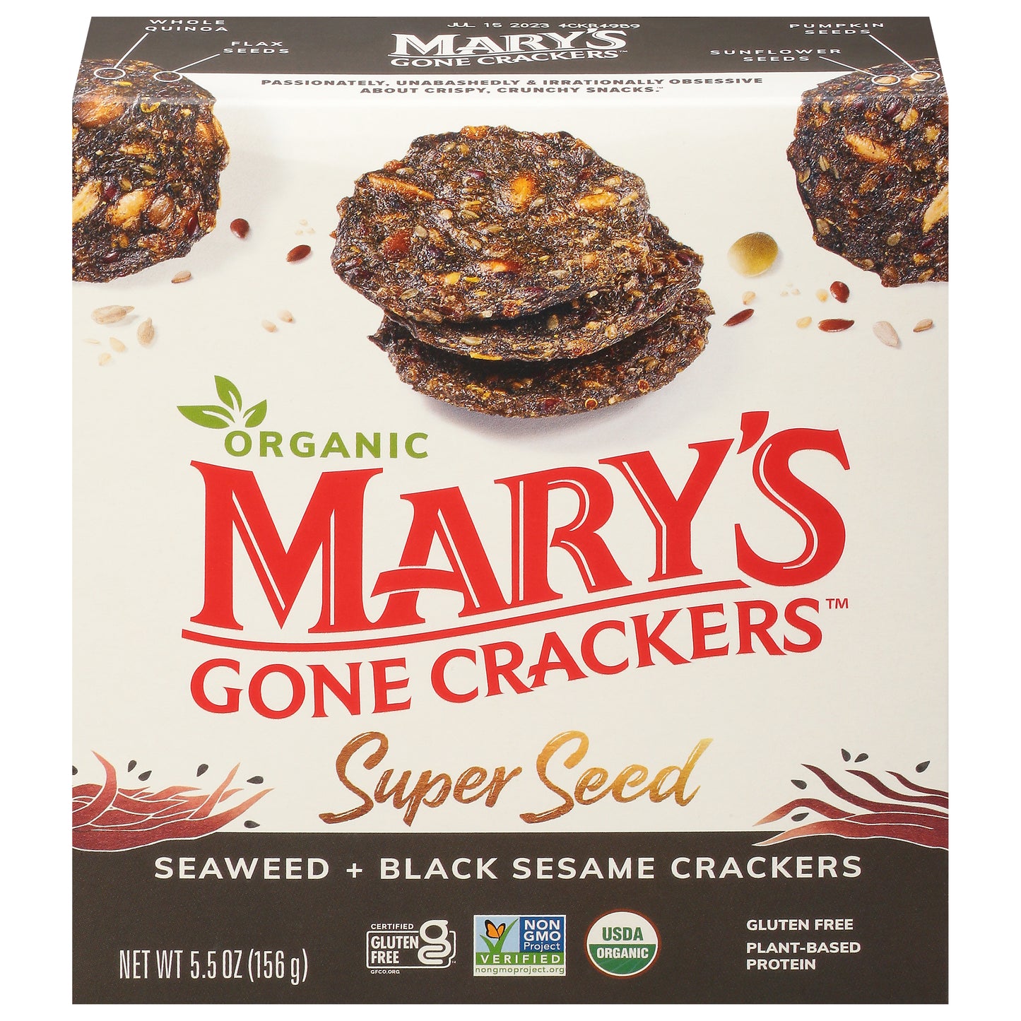 Marys Gone Crackers Cracker Seaweed & Black Sesame Organic 5.5 oz (Pack Of 6)