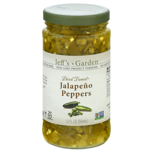 Jeffs Garden Pepper Jalpeno Tamed Diced 12 Oz Pack of 6