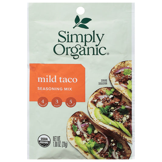 Simply Organic Mix Taco Seasoning Mild 1 oz (Pack of 12)