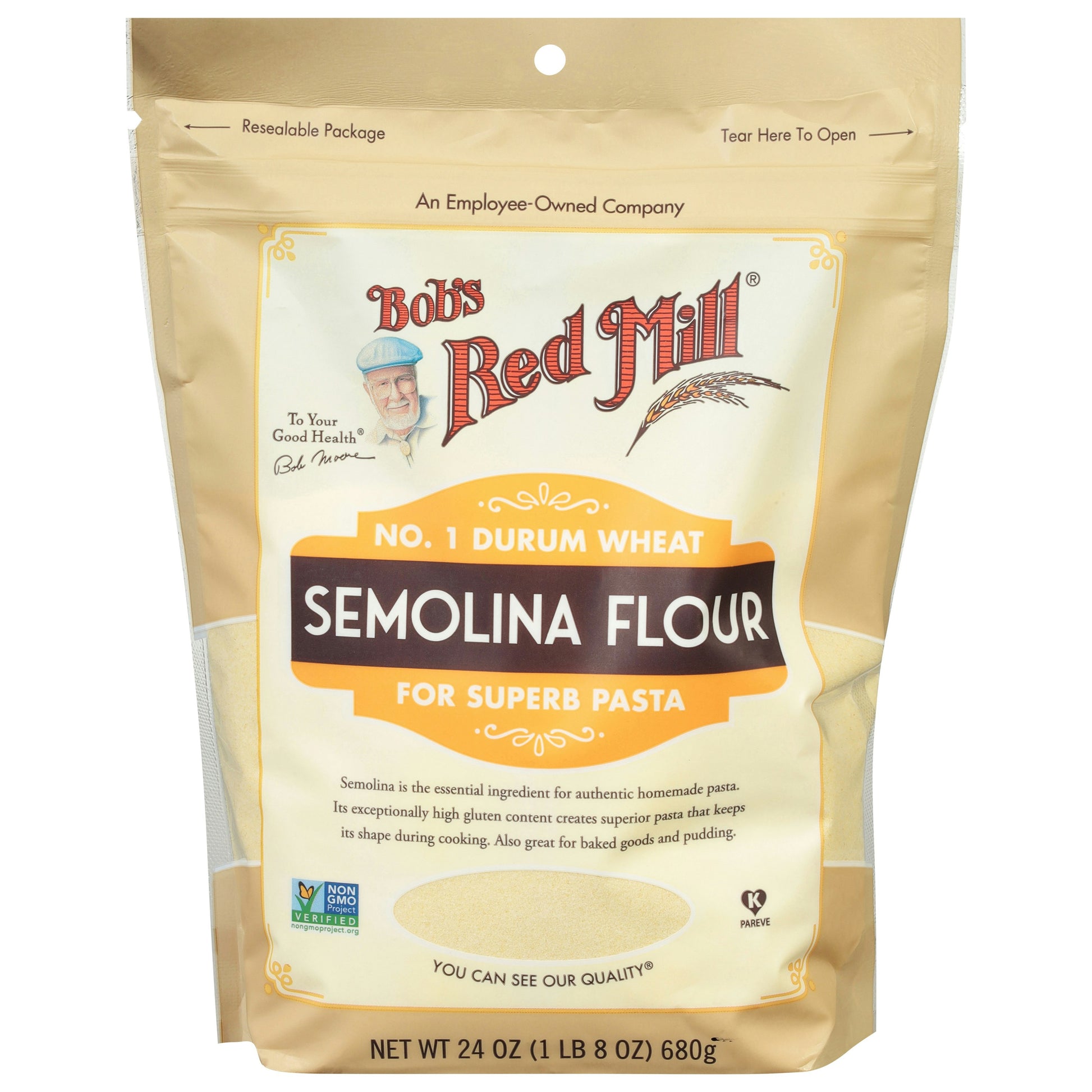 Bobs Red Mill Flour Semolina 24 oz (Pack of 4)