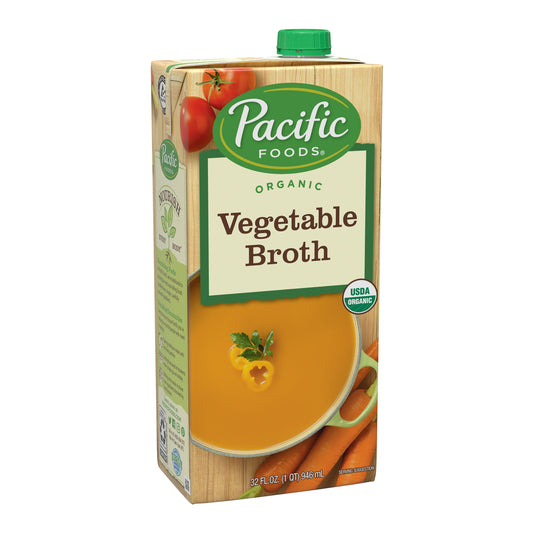 Pacific Foods Broth Vegetable Gluten Free Fat free 32 oz (Pack of 12)