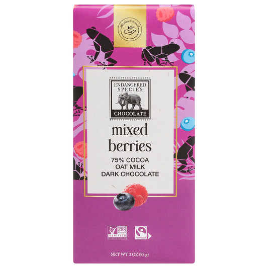 Endangered Species Chocolate Oat Milk Dark Mixed Berry 3 oz (Pack Of 12)